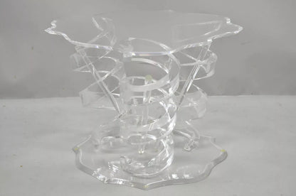 Vintage Mid Century Modern Lucite Spiral Coil Curly Cue Side Table Coffee Table