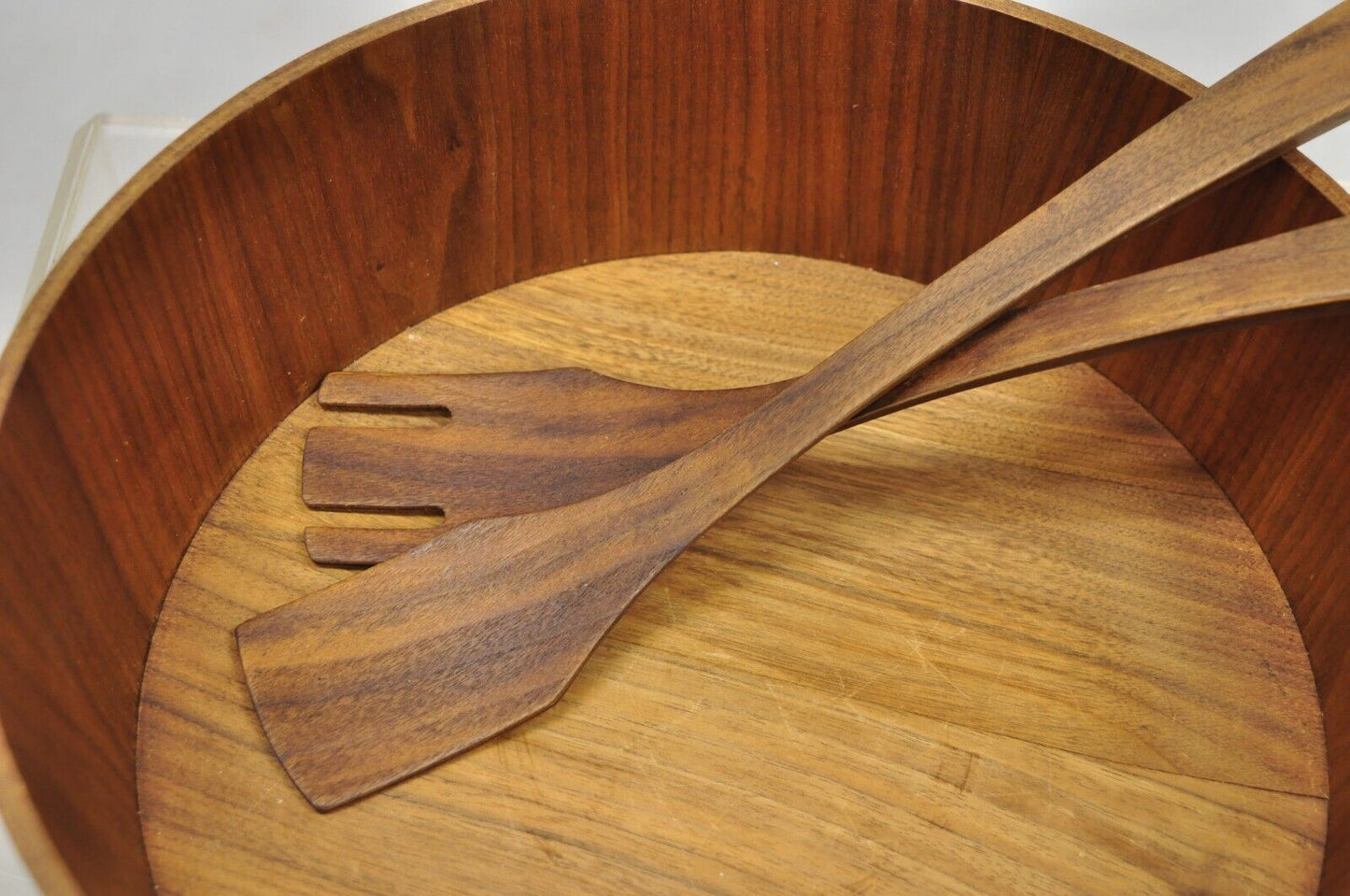 Vintage Gladmark Mid Century Danish Modern Staved Teak Salad Bowl Set