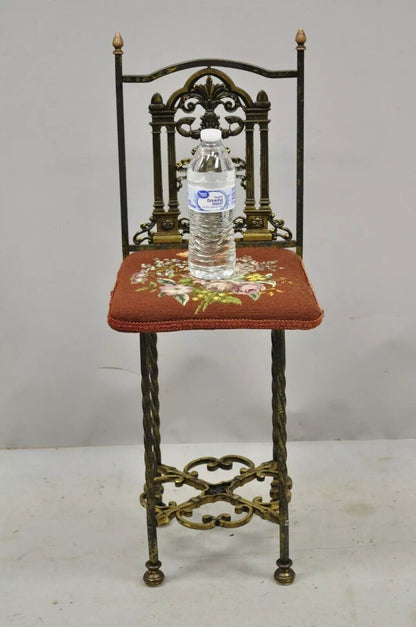 Oscar Bach Attributed Figural Bronze Marble Top Telephone Hall Stand with Chair