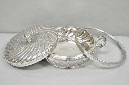 Antique Meriden B Co Spiral Swirl Silver Plated Covered Serving Dish Tureen Pair