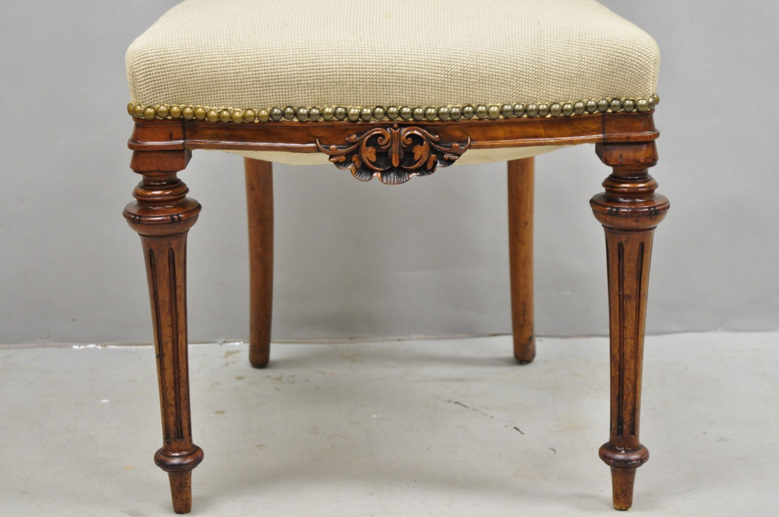 Antique Victorian Carved Walnut French Tapestry Parlor Side Chairs - Set of 4