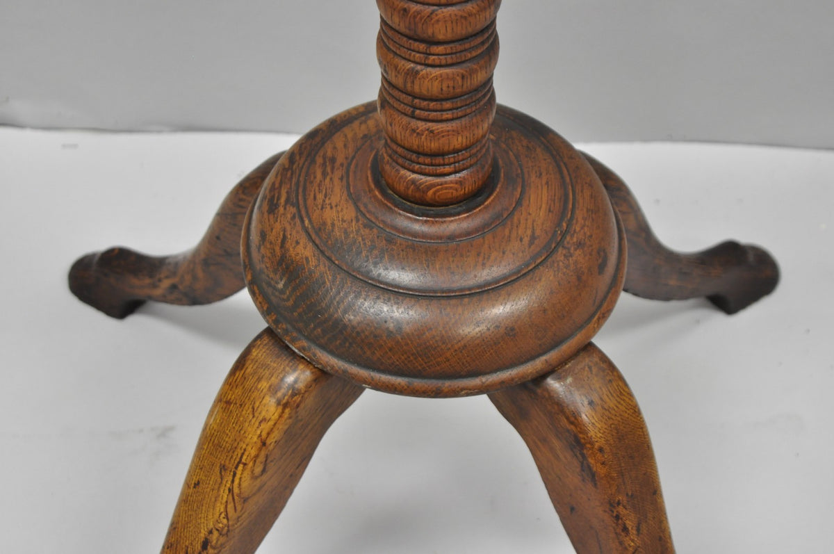 Antique Arts & Crafts Mission Oak Wood Carved Hoof Foot Standing Coat Rack Tree