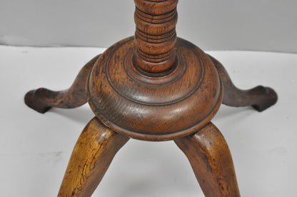 Antique Arts & Crafts Mission Oak Wood Carved Hoof Foot Standing Coat Rack Tree