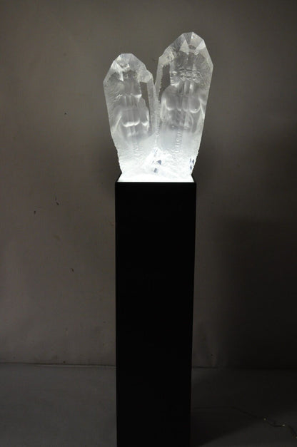 Michael Wilkinson "Crystal Vision" 1999 Signed Acrylic Sculpture on Pedestal