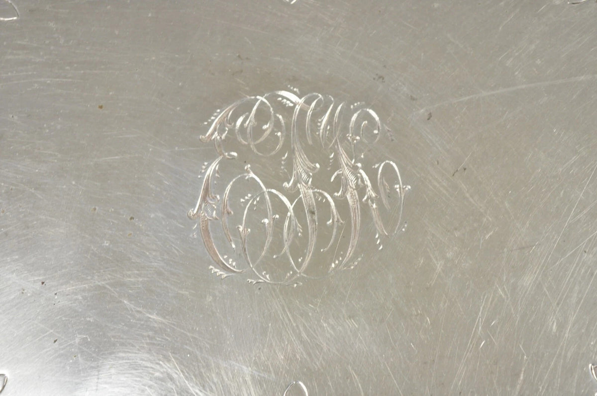 Vintage English Sheffield Victorian Silver Plated Oval Scalloped Platter Tray