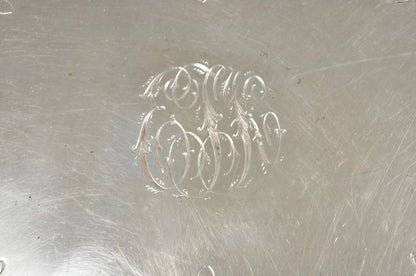 Vintage English Sheffield Victorian Silver Plated Oval Scalloped Platter Tray