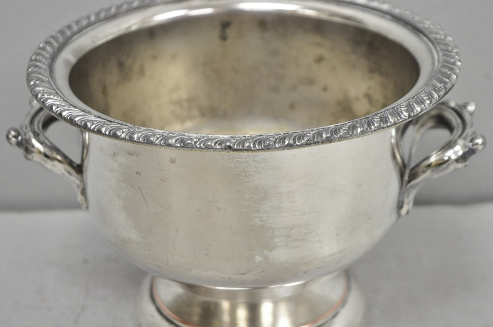 Vintage English Regency Style Silver Plated Low Champagne Chiller Ice Bucket