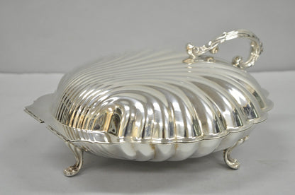 Vintage English Regency Silver Plated Clam Shell Hinged Serving Platter Dish