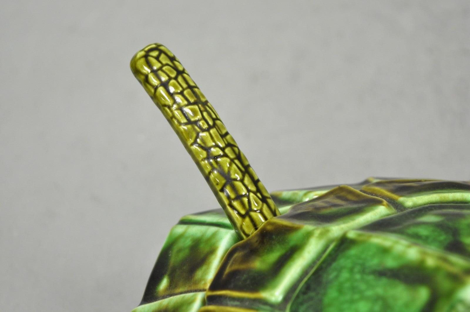 Vintage Tilso Japan Mid Century Modern Green Ceramic Figural Turtle Soup Tureen