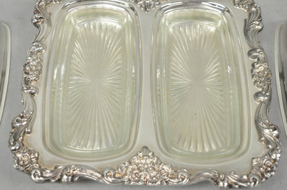 Vintage Poole Lancaster Rose Victorian Silver Plated Twin Double Butter Dish