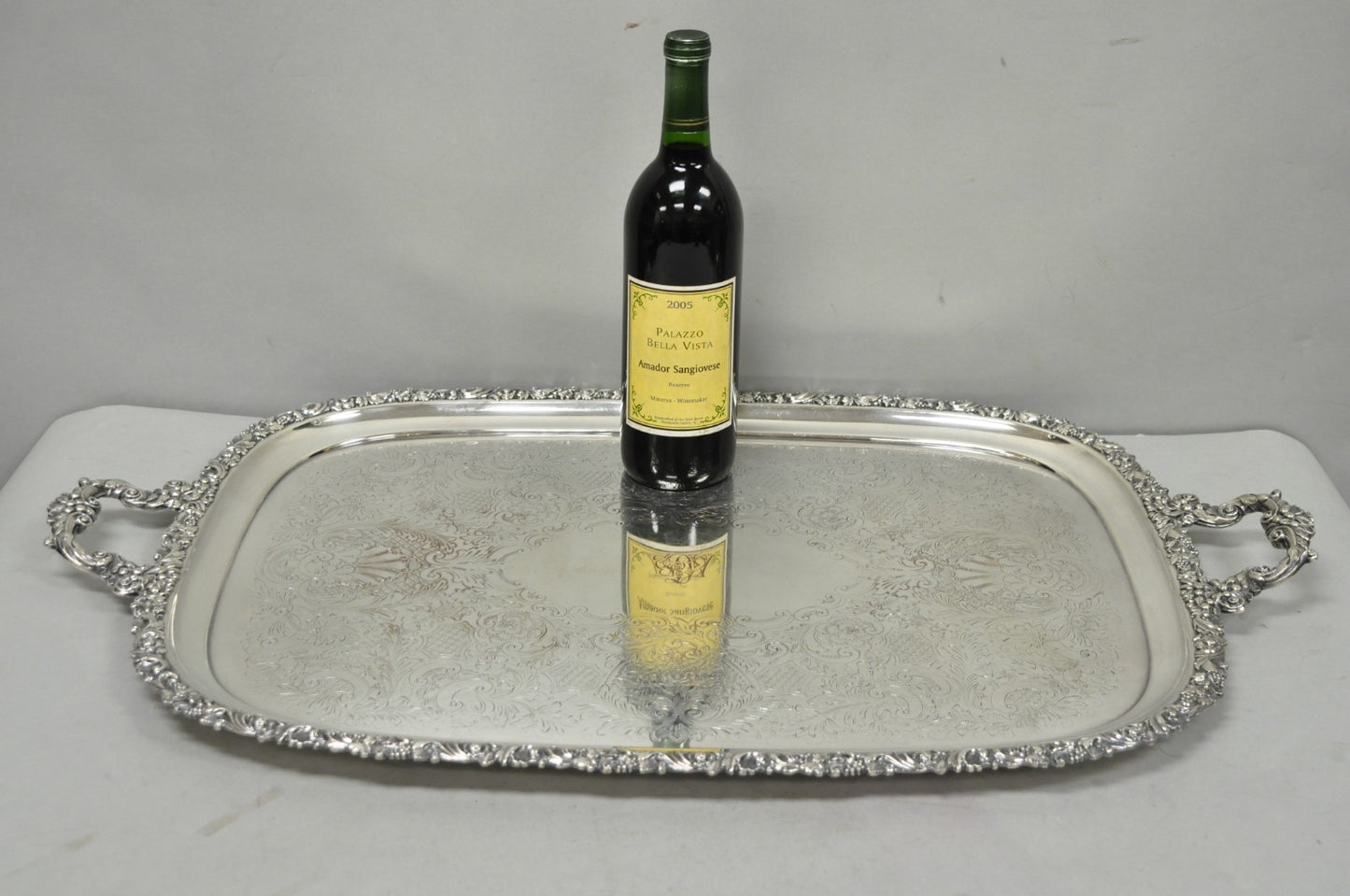Antique Barker Ellis Victorian Silver Plated Serving Platter Bar Tray Engraved