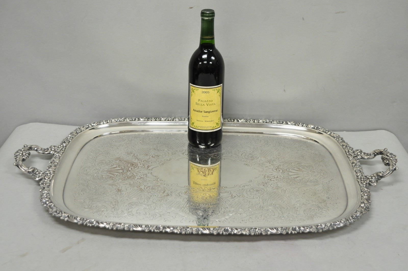 Antique Barker Ellis Victorian Silver Plated Serving Platter Bar Tray Engraved
