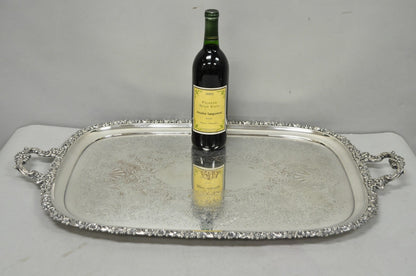 Antique Barker Ellis Victorian Silver Plated Serving Platter Bar Tray Engraved