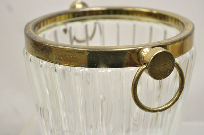 Vintage Hollywood Regency Brass & Glass Champagne Wine Chiller Ice Bucket