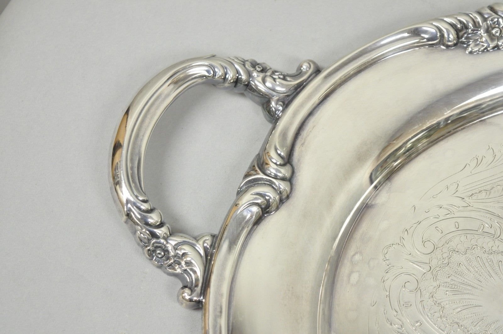 Vintage Reed & Barton 1820 Victorian Silver Plated Oval Serving Platter Bar Tray