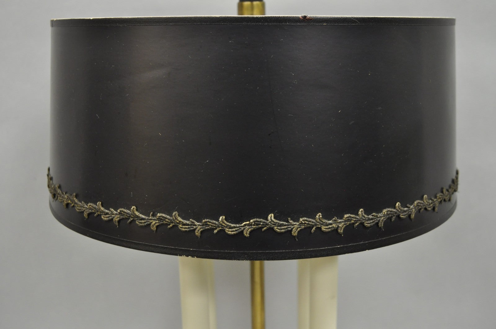 Vintage French Empire Style Brass Candlestick Bouillotte Desk Table Lamp