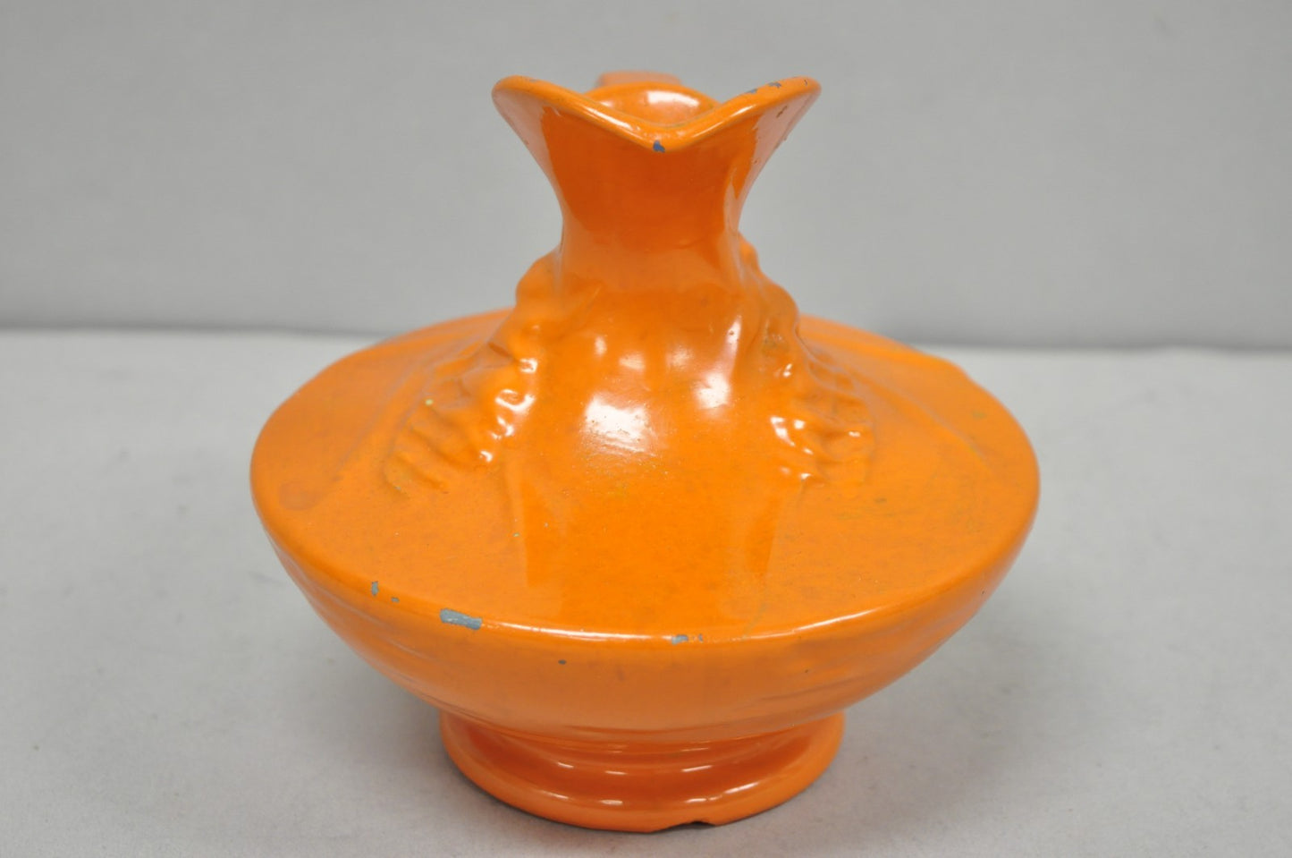 Antique 1940s Roseville Pottery USA Pitcher Ewer Freesia Botanical Orange Vase