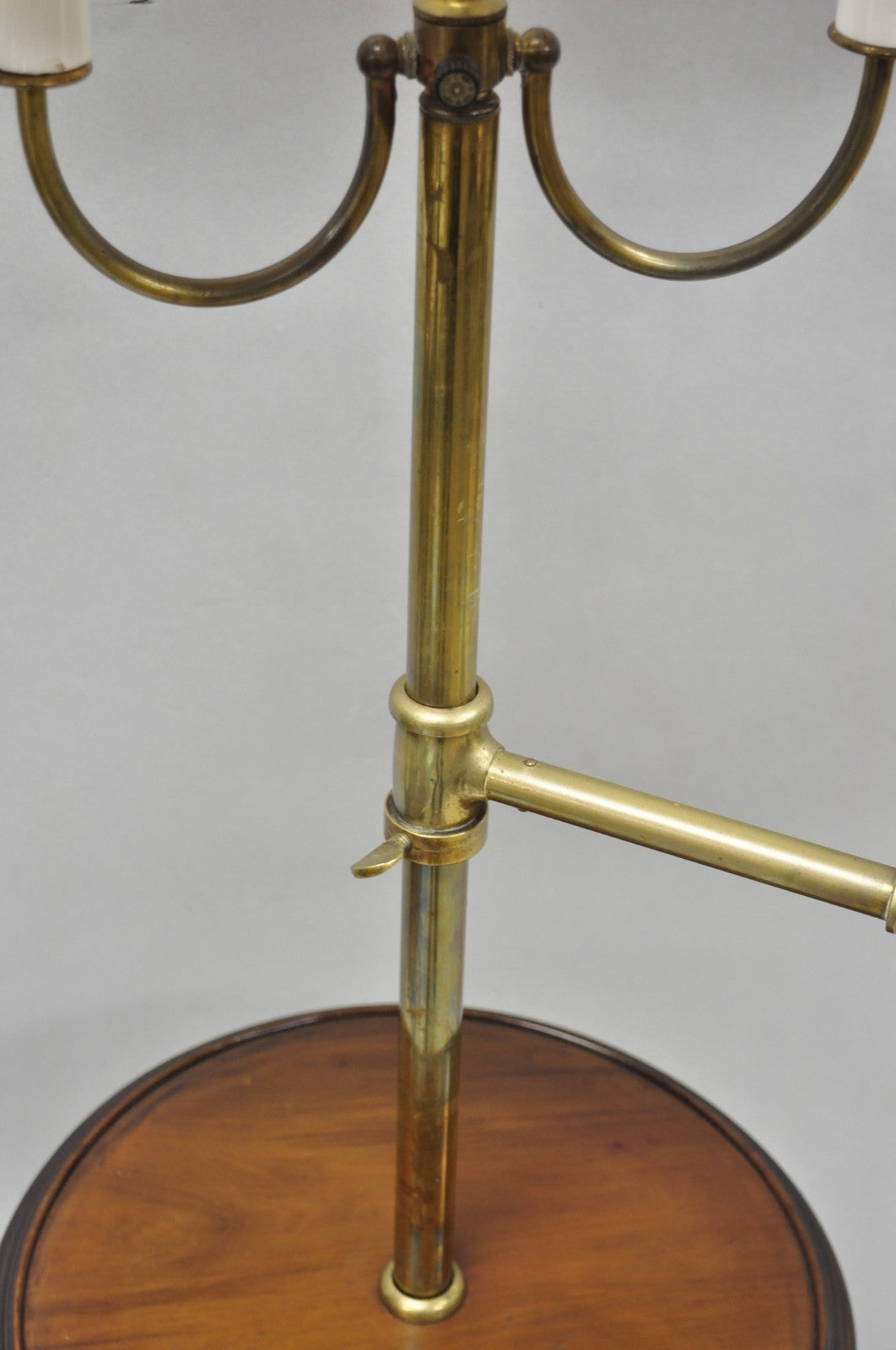 Antique English Victorian Cast Iron Paw Foot Walnut & Brass Lectern Table w Lamp