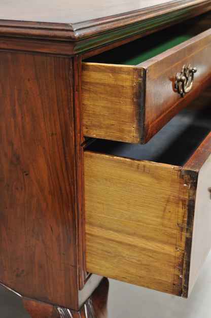 Antique English Georgian Burl Walnut Ball and Claw Inlaid Lowboy Bachelor Chest