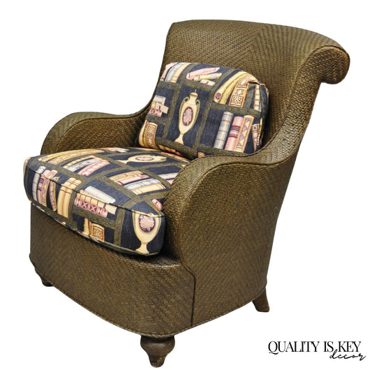 Mark Hampton Collection Hickory Chair Wicker Rattan Lounge Arm Club Chair