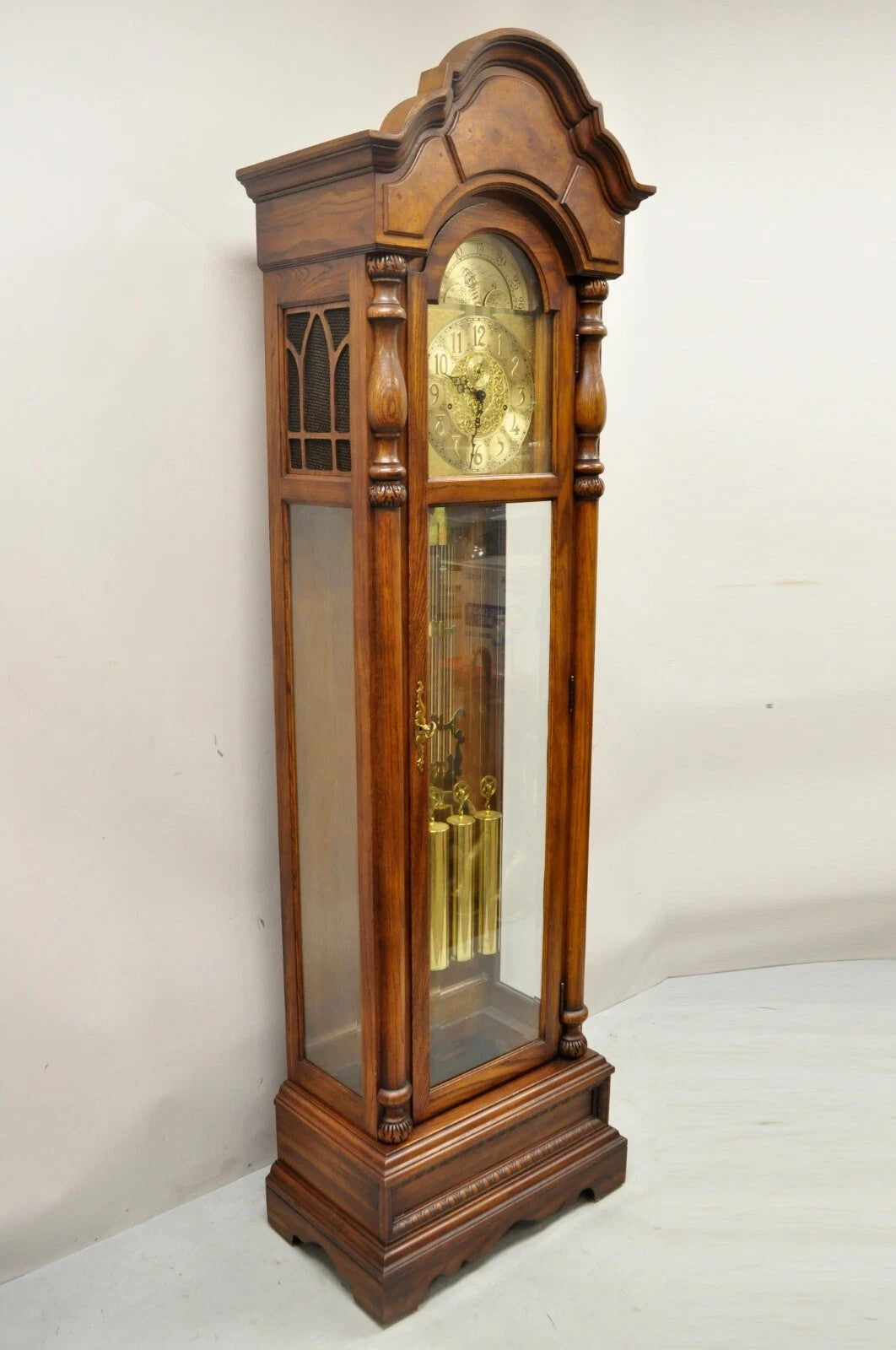 Vintage "The Walden Ridge" Ridgeway Standing Oak Tall Case Grandfather Clock