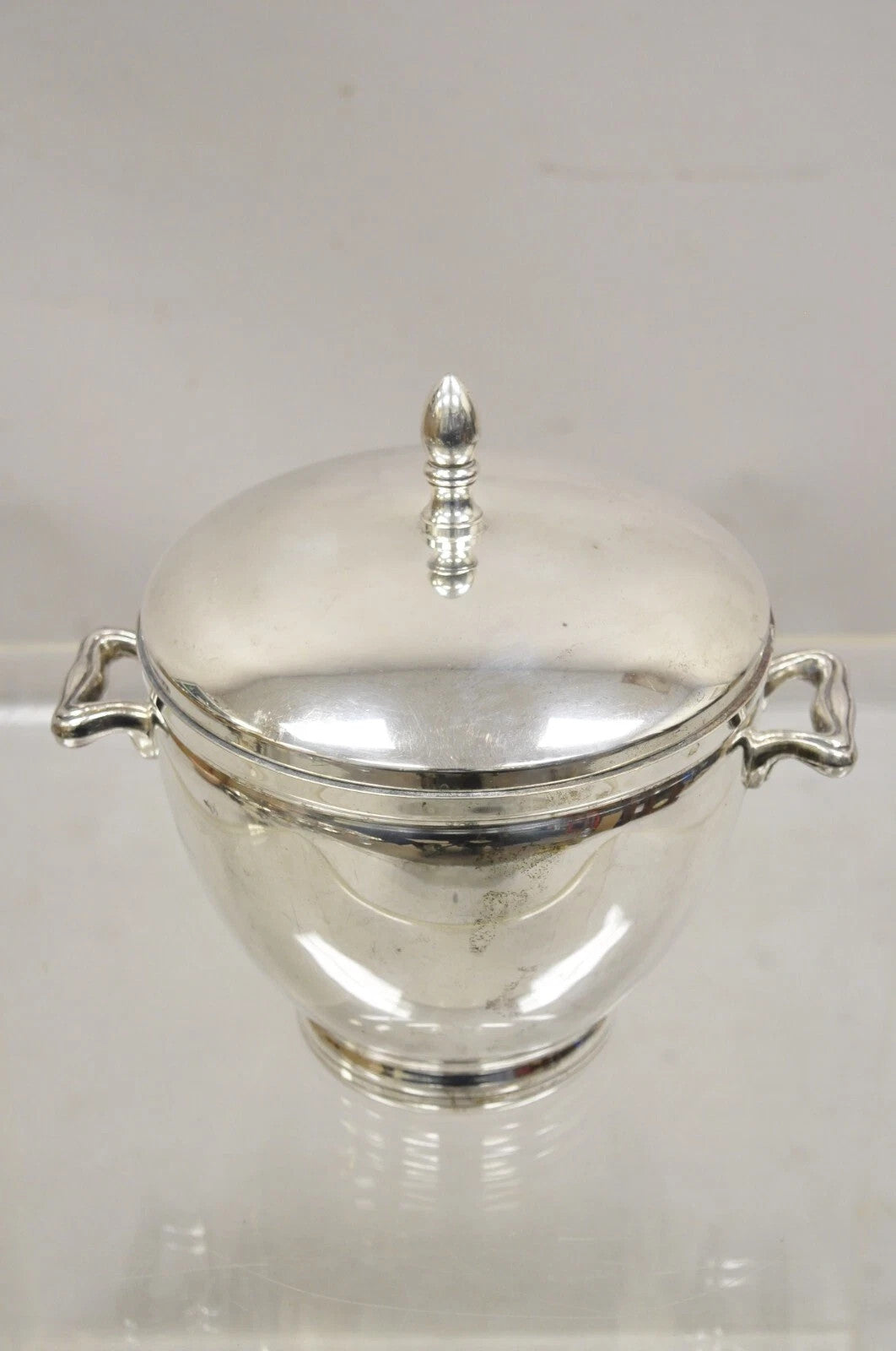 Vintage Knight Silversmiths Silver Plated Modern Lidded Bar Ice Bucket