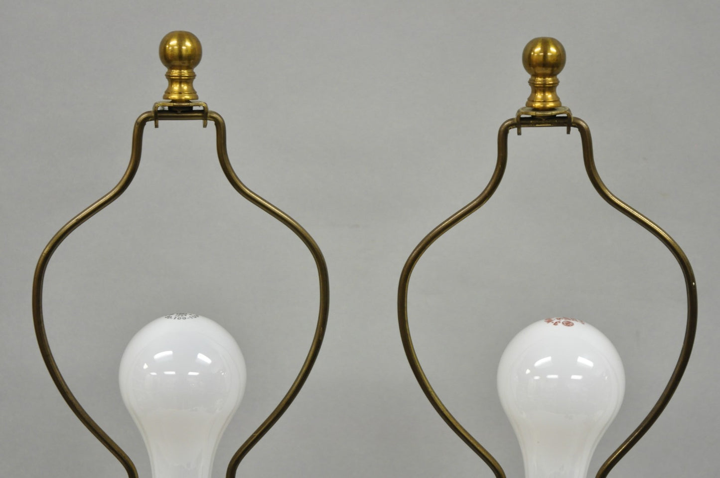 Vintage Italian Neoclassical White Milk Glass Empire Column Table Lamps - a Pair