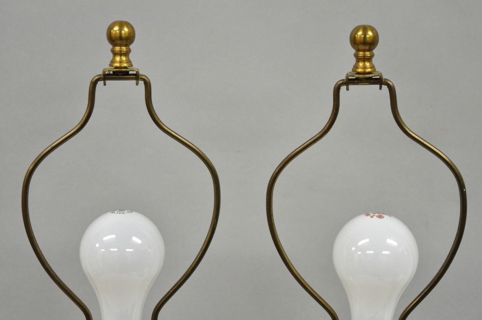 Vintage Italian Neoclassical White Milk Glass Empire Column Table Lamps - a Pair