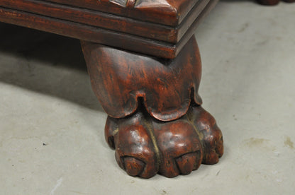 Antique American Empire Carved Mahogany Cannonball Paw Foot Pedestal Table Base