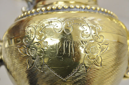 Meriden Victorian Gold Plated Ornate Tea Set w/ "PPW" Monogram - 5 Pc Set