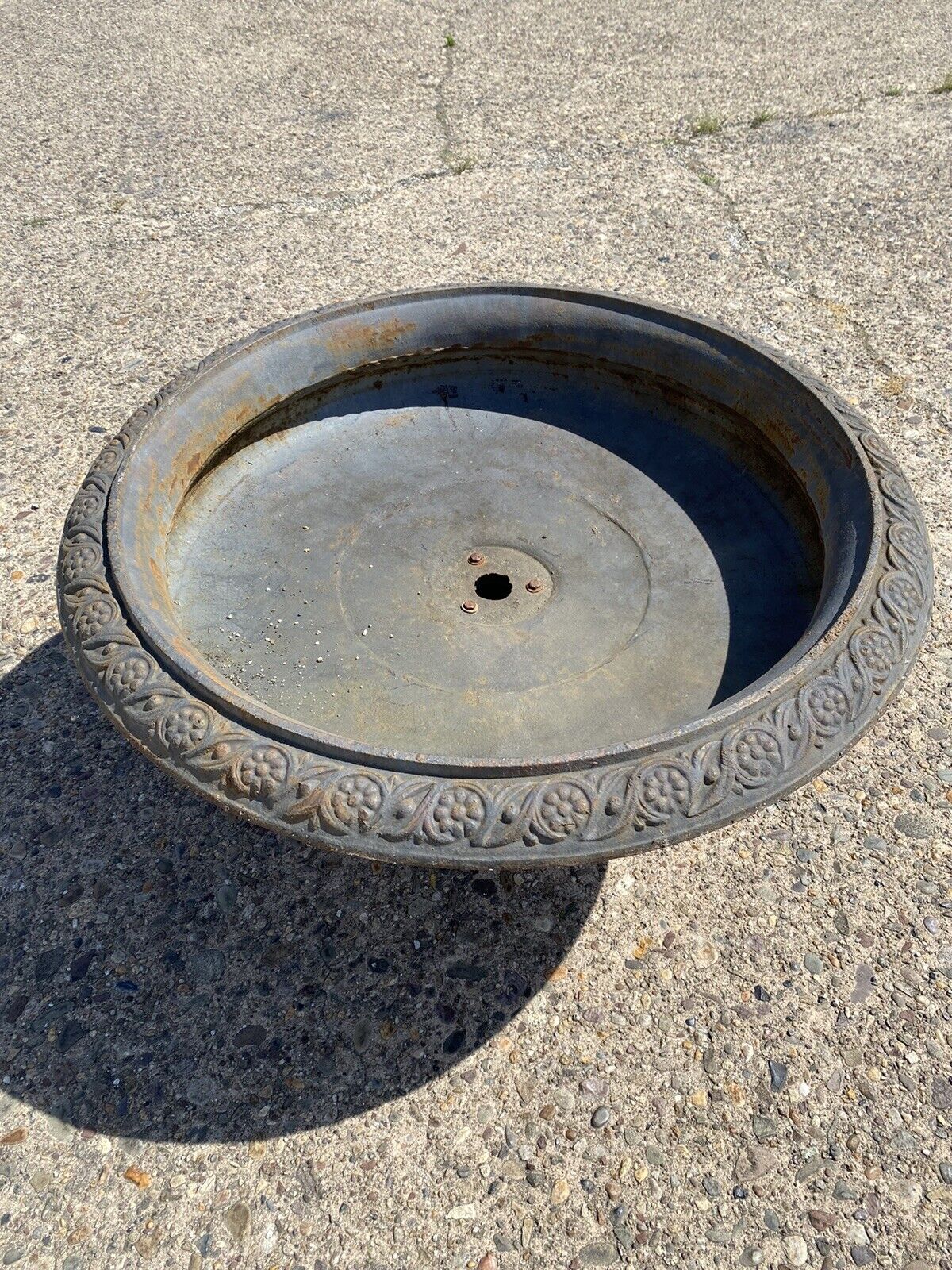 Cast Iron Low and Wide 34" Round French Style Outdoor Garden Planter