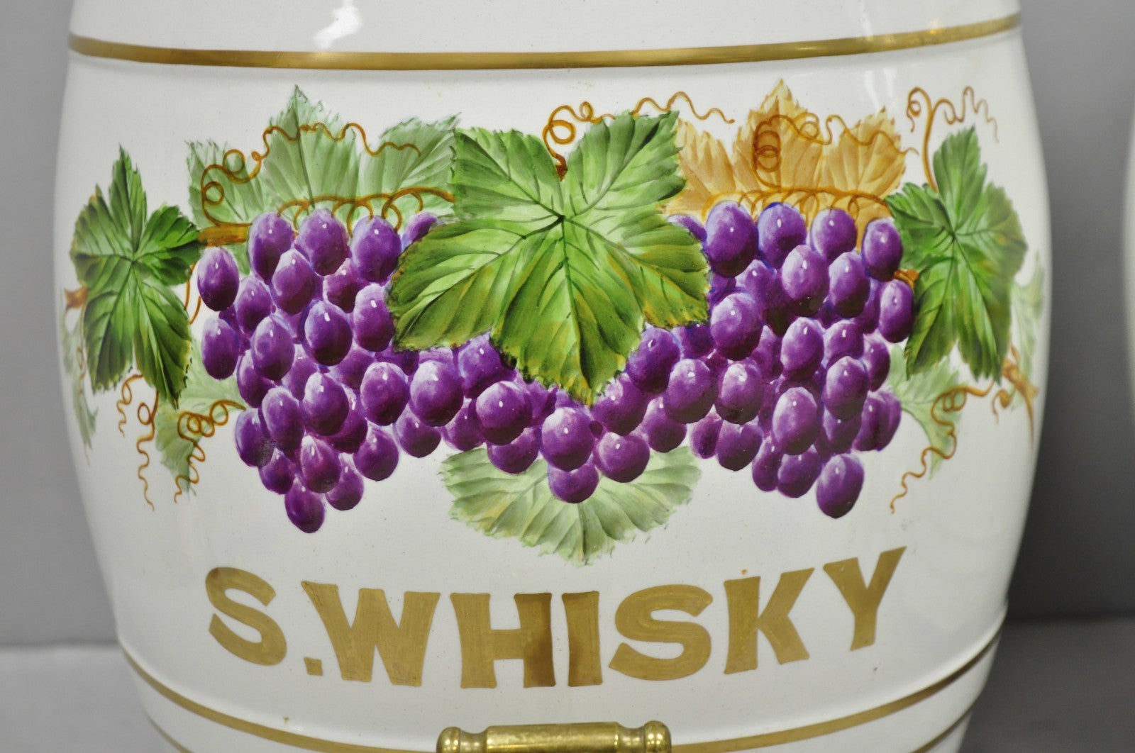 Antique Loftus London English Victorian Porcelain Spirits Whisky Barrels - Pair