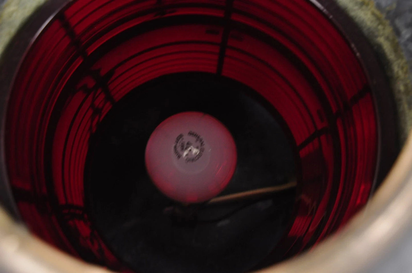 Antique Durkee Marine Ship Lantern Fixture Red Fresnel Pendant Chandelier (A)