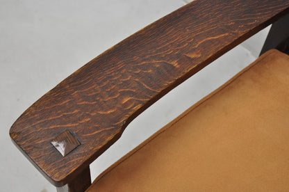 Antique Stickley & Brandt Mission Oak Arts & Crafts Arm Chair with Drop Seat