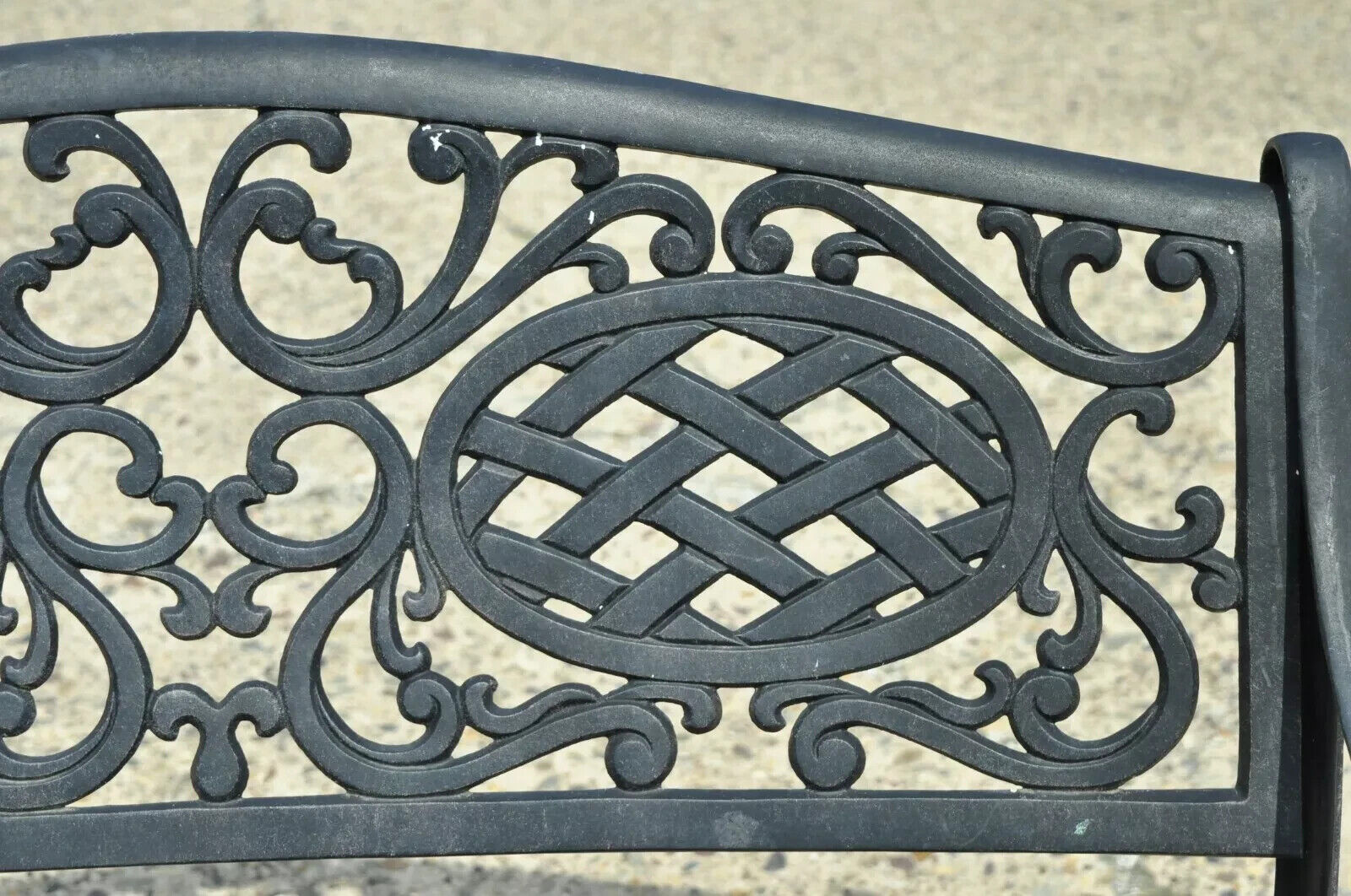 Tuscan Mediterranean Style Black Cast Aluminum Garden Patio Bench Loveseat (A)