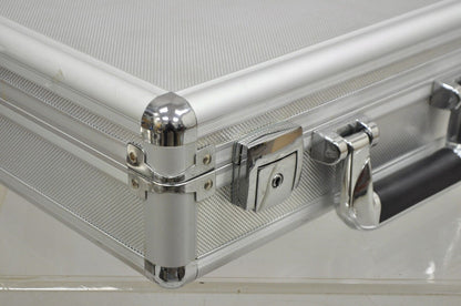 Modern Silver Aluminum Metal 15" Carrying Case Storage Box