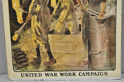 Original Vintage YWCA 1918 WWI Poster 'Four Years in the Fight' by Lucien Jonas