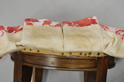 Vintage Regency Style Small Oval Mahogany Saber Leg Vanity Bench Stool