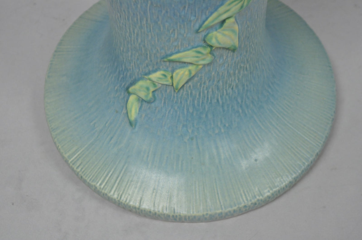 Vintage Roseville USA Blue Clematis Flower Art Pottery Jardiniere Pedestal Base