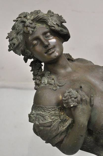 Antique French Victorian Bronze Female Bust Wall Mounted Garden Water Fountain