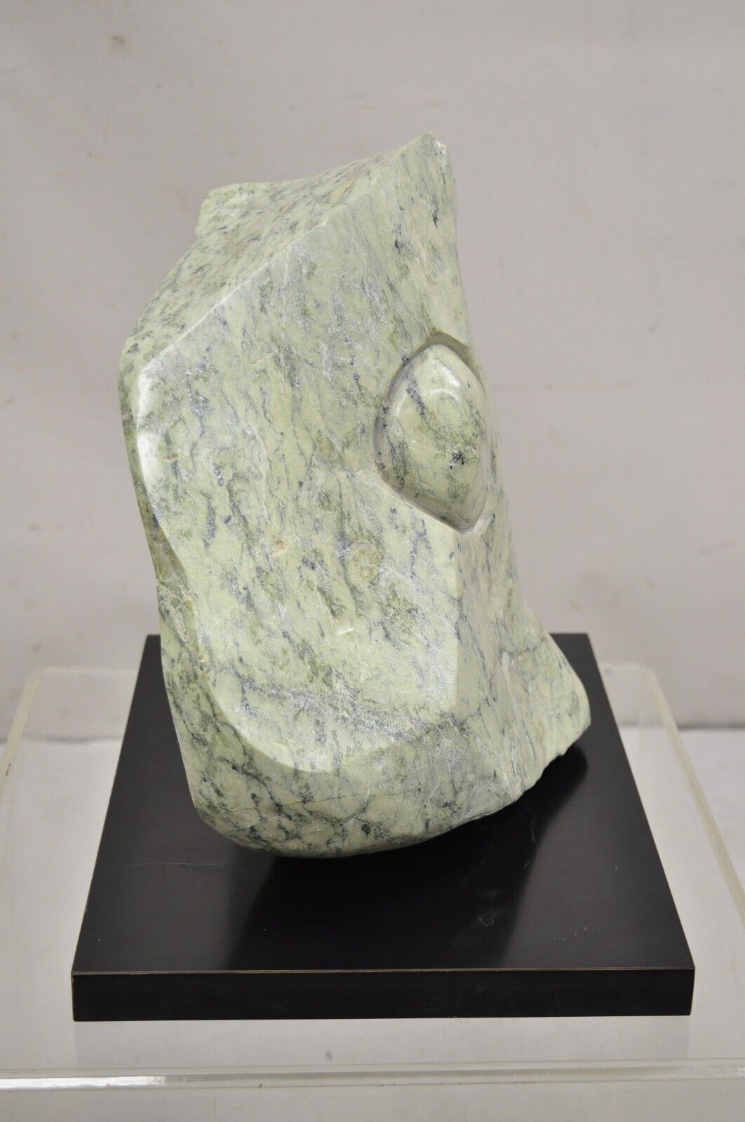 Sheryl C. Benjamin Carved Green Marble Abstract Modern Stone Sculpture