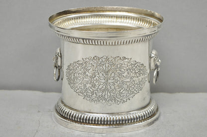 Vintage English Regency Silver Plated Small Lion Head Oval Desk Biscuit Barrel