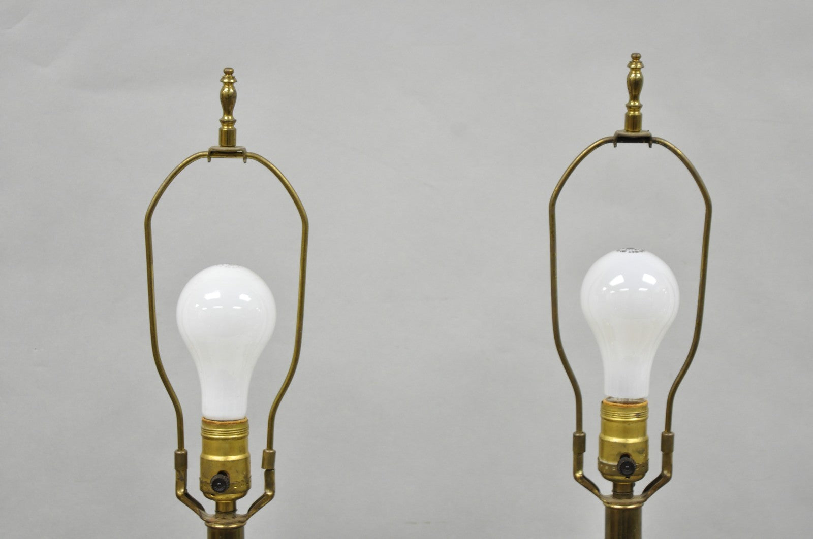 Vintage Chinoiserie Blue Enamel Chinese Brass Jardinierie Table Lamps - a Pair