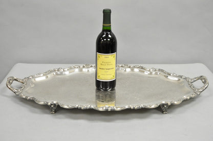 Antique Wallace Baroque Large 28" Silver Plated Serving Bar Tray w/ Handles