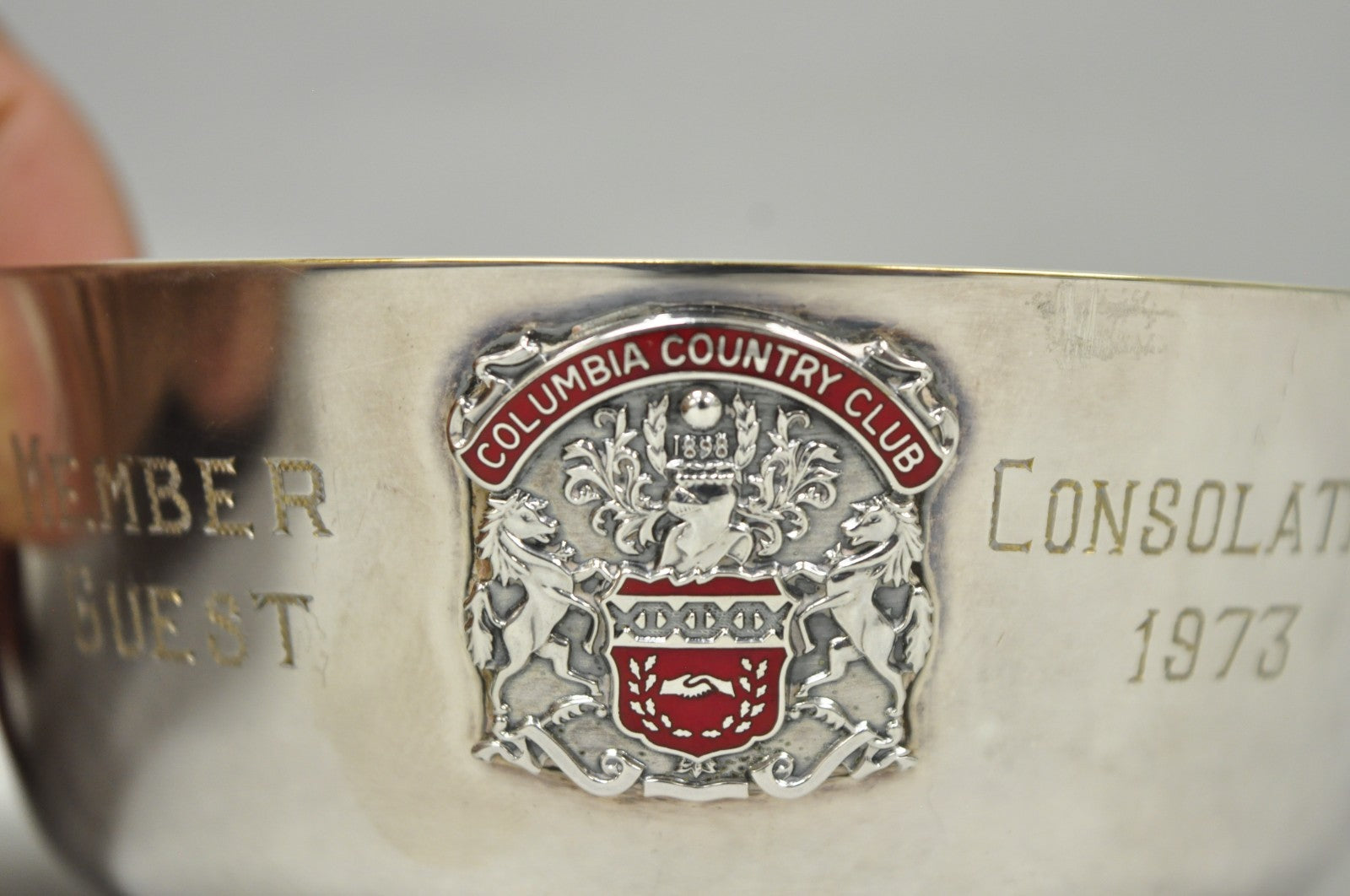 Vintage Reed & Barton 22 Silver Plated Red Enamel Columbia Country Club Ashtray
