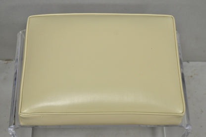 Vintage Mid Century Modern Clear Lucite Waterfall Vanity Bench Stool on Wheels