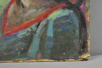 Vintage Samuel Heller "Family Portrait w/ Child B" Oil on Board Painting Signed