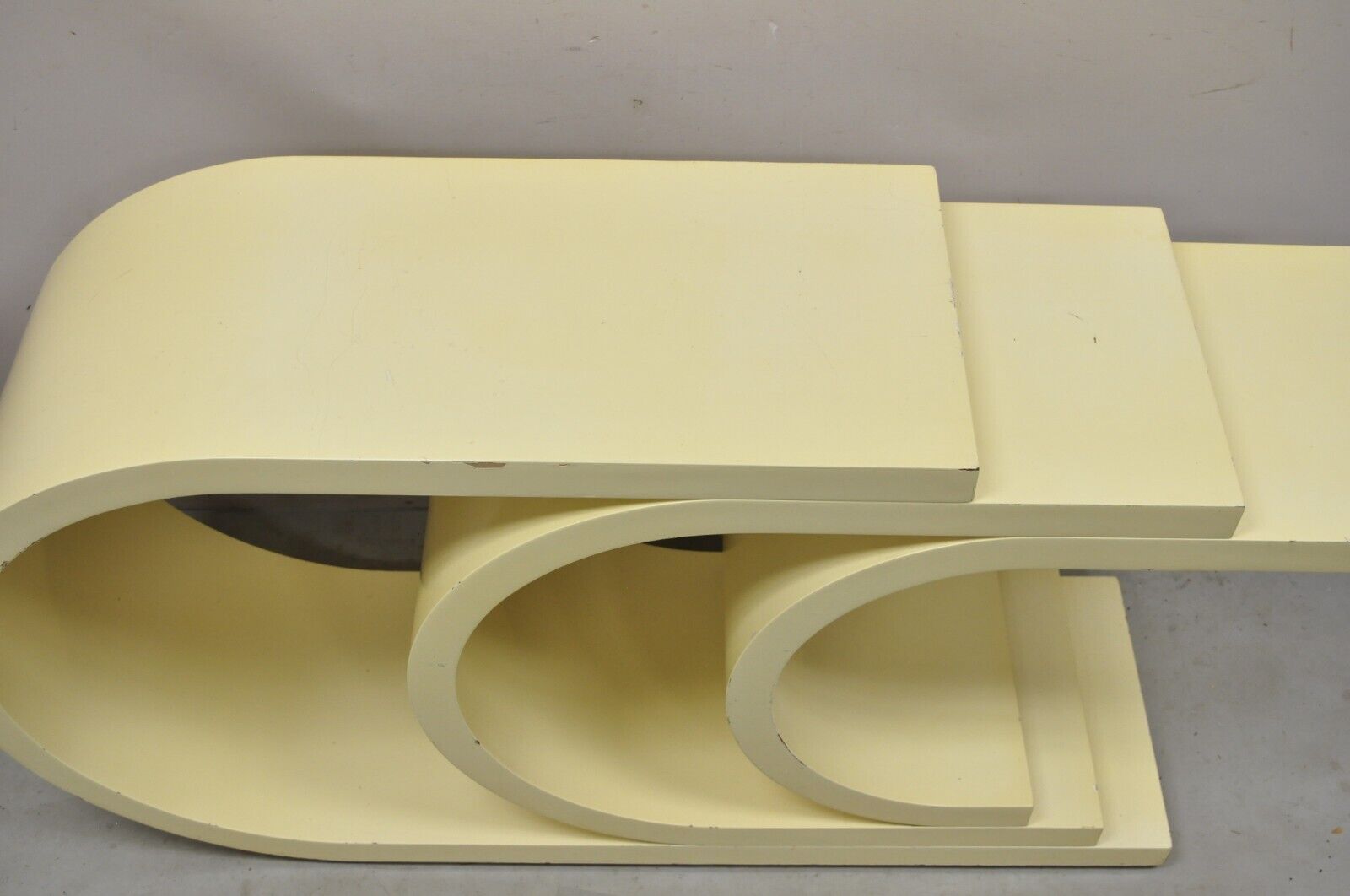 Vintage Triple C Bone Lacquer Sculptural Modern Console Hall Table