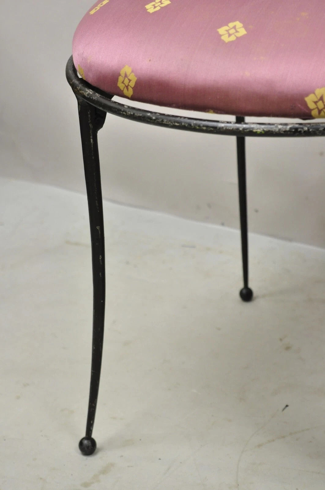 Salterini Style Mid Century Modern Scrolling Wrought Iron Side Chairs - a Pair