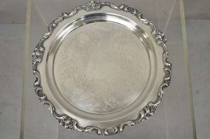 Vintage FB Rogers Silver Plated Tea Set w/ Amston Round Serving Tray - 4 Pc Set